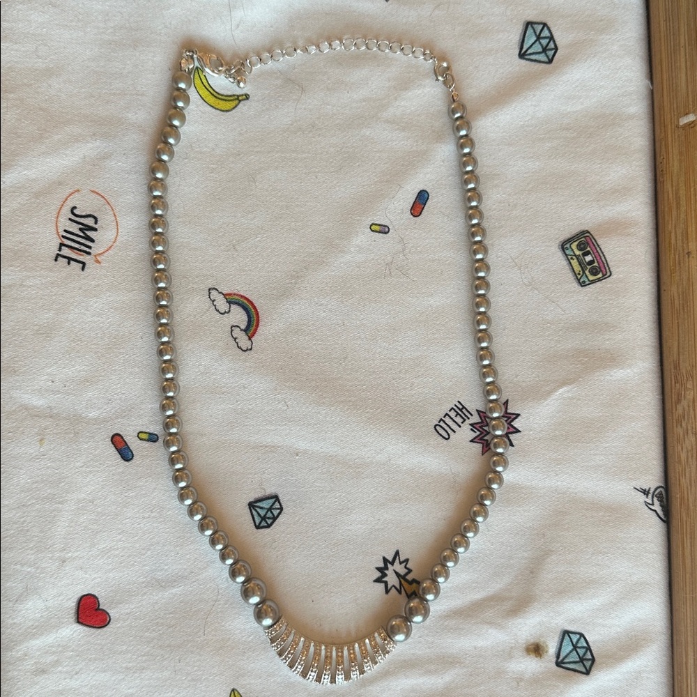 16” + 4” Faux Pearl Rhinestone Necklace, Avon, 80s, Marked SAQ